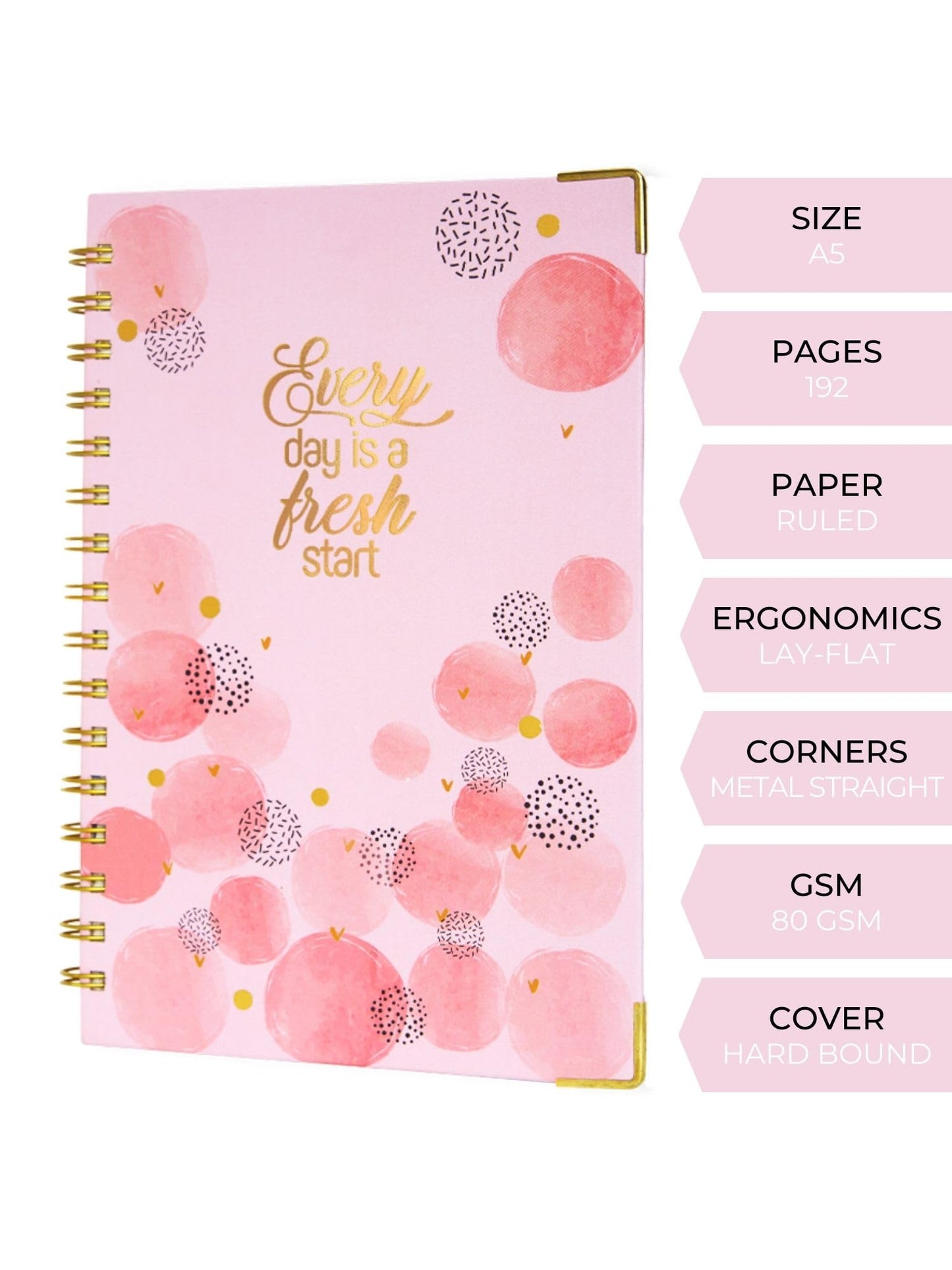 Doodle Undated Daily Planner I A5 I Hard Cover I Wiro Bound I192 Ruled Pages I 80 Gsm I Lay Flat Design I Metal Corners I Plan Y