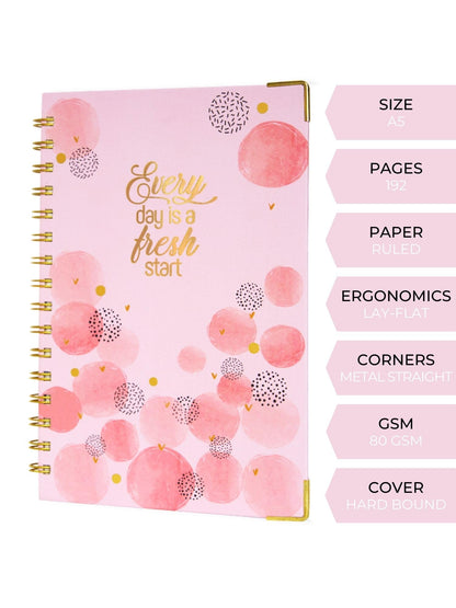 Doodle Undated Daily Planner I A5 I Hard Cover I Wiro Bound I192 Ruled Pages I 80 Gsm I Lay Flat Design I Metal Corners I Plan Y