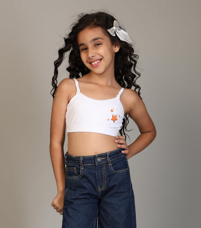 Kyda Kids Girls Antibacterial Cotton Printed Non Padded, Beginners Bra For Girls (Pack Of 3)