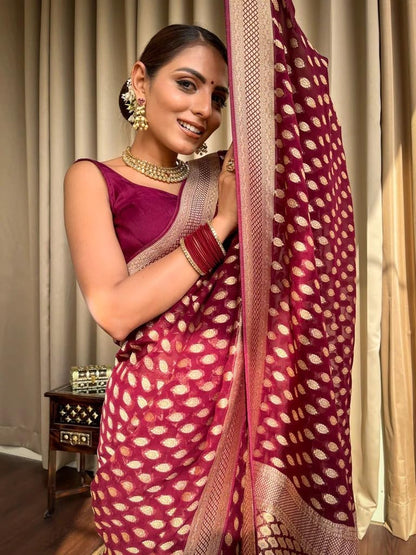 Flosive WomenS Kanjivaram Cotton Withtrendy And Grand Beautiful Rich Design Pallu. With Beautiful Full Body Weaving Jaquard Bor