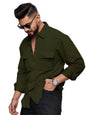 Noble Monk Mens Solid Casual Shirt |Full Sleeve | Regular Fit |Stylish Shirt for Men Olive