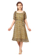 Aarika Girl's Cotton Fit and Flare Below The Knee Dress (MD-A-22525_Yellow_32)