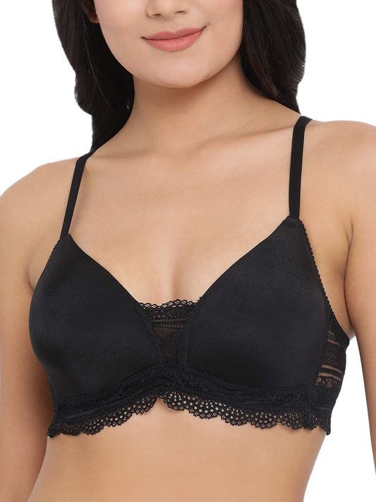 Clovia Womens Polyamide T-Shirt Padded Non Wired Bra (Br1955P1338C_Black_38C)