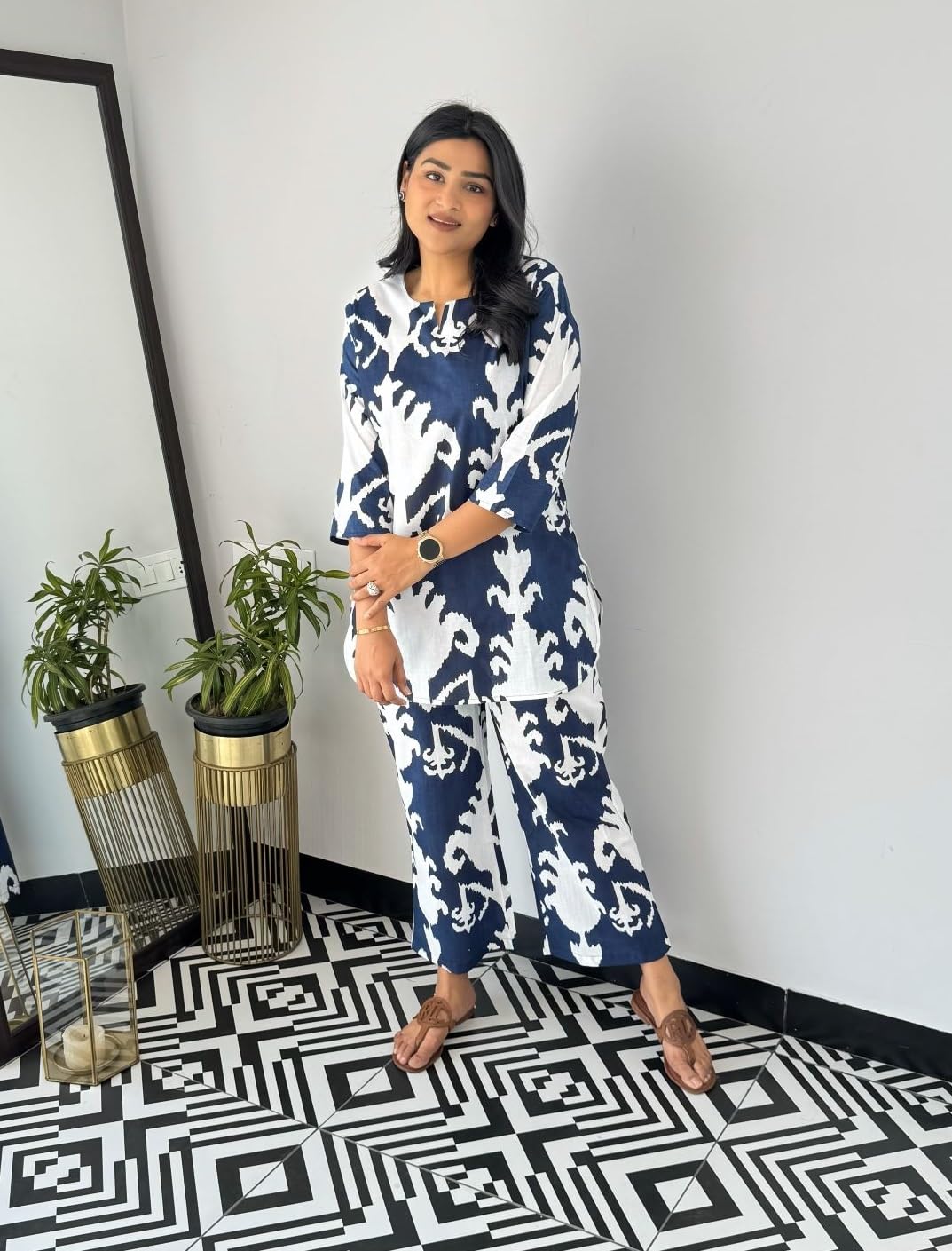 Nermosa Printed Straight Kurta Set for Women | Kurta Pant Set Office Wear | Co-ord Set |