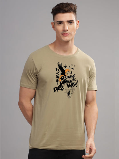 ADRO Mens Anime T Shirt - Premium Cotton Printed Haikyuu Tshirt - Perfect for Haikyuu Fans Print and Comfortable Fit Beige T-Shi