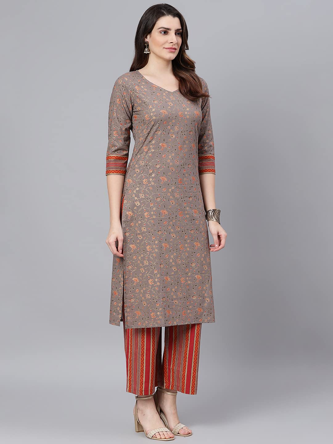 idaLia Cotton Jaal Printed Kurta Set with Dupatta - Best Kurta Set with Dupatta, Straight Calf Length Kurta