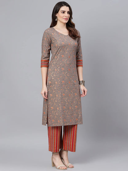 idaLia Cotton Jaal Printed Kurta Set with Dupatta - Best Kurta Set with Dupatta, Straight Calf Length Kurta