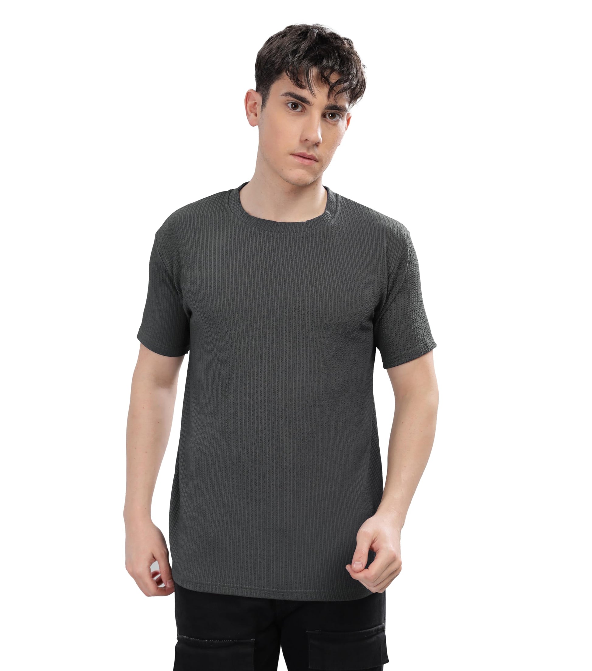 SHODOX Mens Polycotton Solid Round Neck Regular Fit Tshirt (Pack of 1) Grey