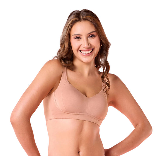 Enamor WomenS Cotton Wire Free Casual T-Shirt Bra (A077_Honey Beige