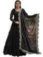 Fashion Basket WomenS Georgette Solid Anarkali Dress Black