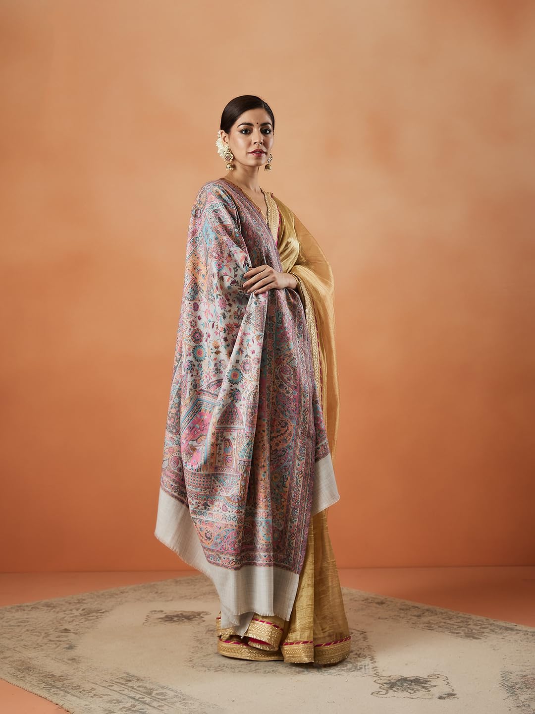Pashmoda Women Khushnuma Kaani Wool Blend Kashmiri Shawl (Size: 101X203 CM)