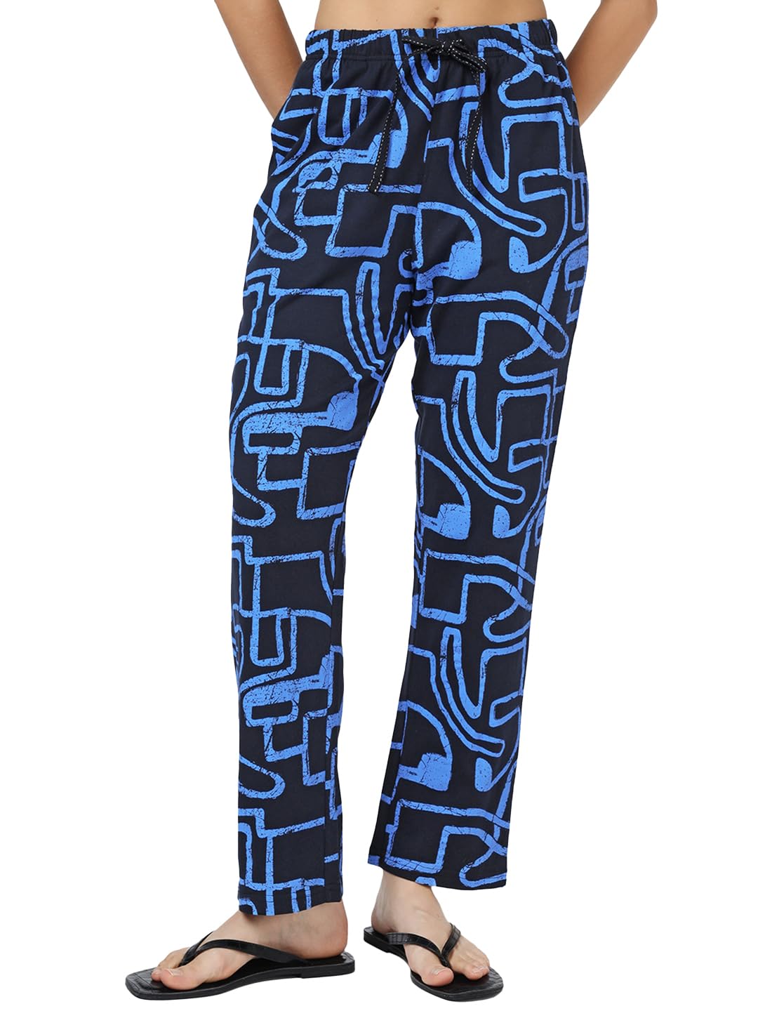 Bewakoof WomenS All Over Printed Regular Fit Pure Cotton Knit Pyjamas_1004029_Blue_Xl