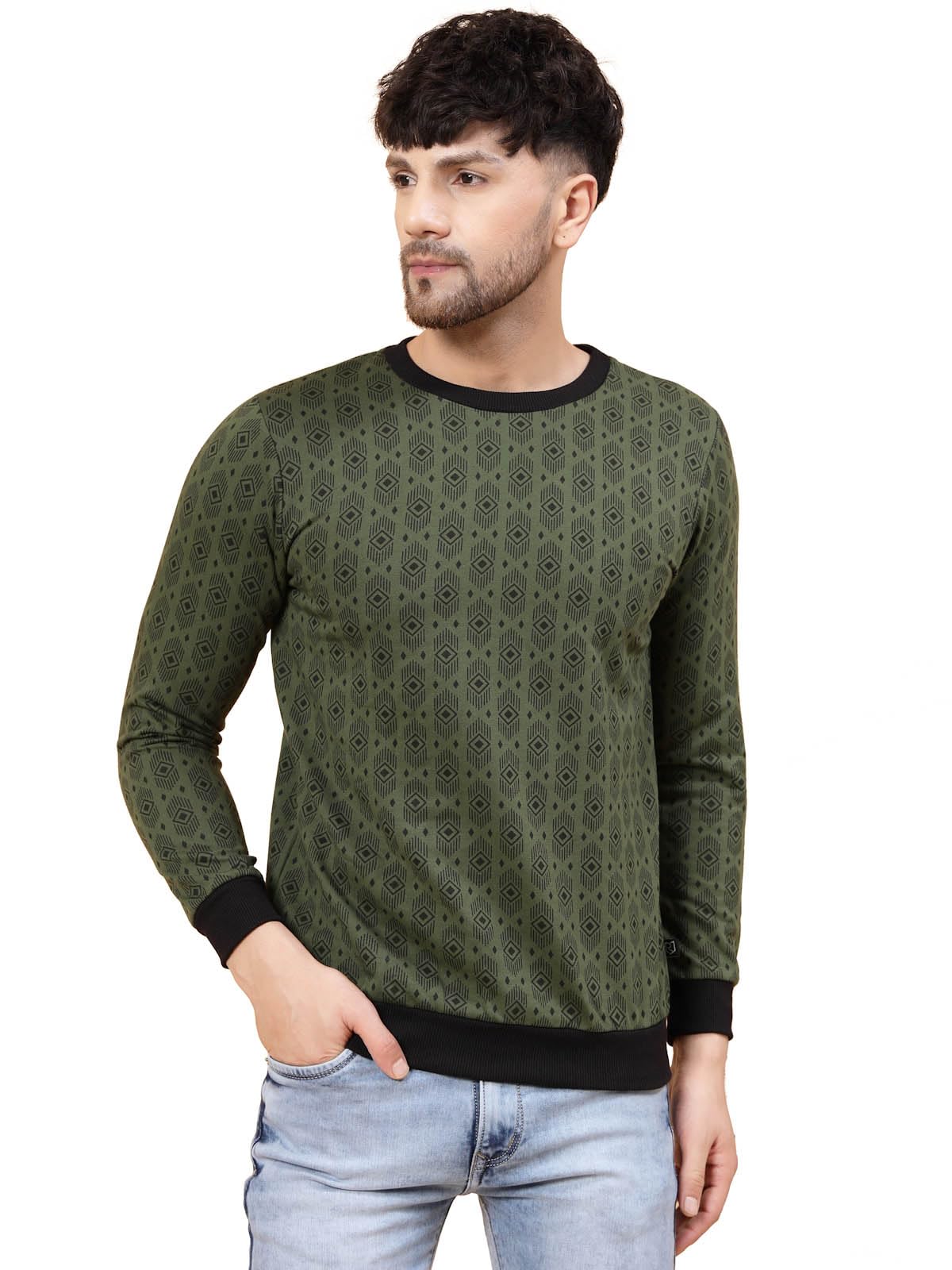 Rigo Cotton Fleece Casual Wear Printed Round Neck Sweatshirt for Men | Full Sleeves Regular Fit Sweatshirt for Men | Pullover Ho