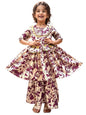 A.T.U.N. (All Things Uber Nice) A.T.U.N. Girls Ethnic Wear Sharara | Floral Cream And Wine Printed Kurta With Sharara Set For Gi