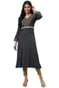 Grey Embroidered A-Line Plus Size Winter Dress