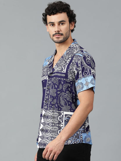 Kotty MenS Fashionable/Casual Printed Spread Collar & Premium Fabric & Stylish & Comfortable Casual Wear Shirt(Multicolor,L)