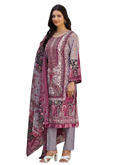 Varanga Women Ethnic Floral Mirror Embroidered Pakistani Kurta With Trouser & Dupatta