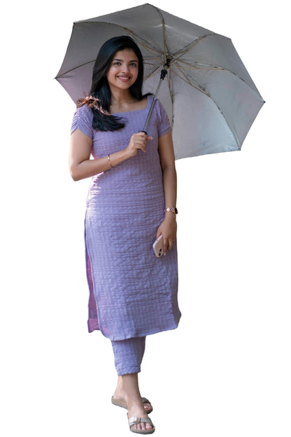 ANNI Designer Womens Rayon Viscose Straight Solid Kurta with Pant (KURAI Purple_XXL_Purple_XX-Large)
