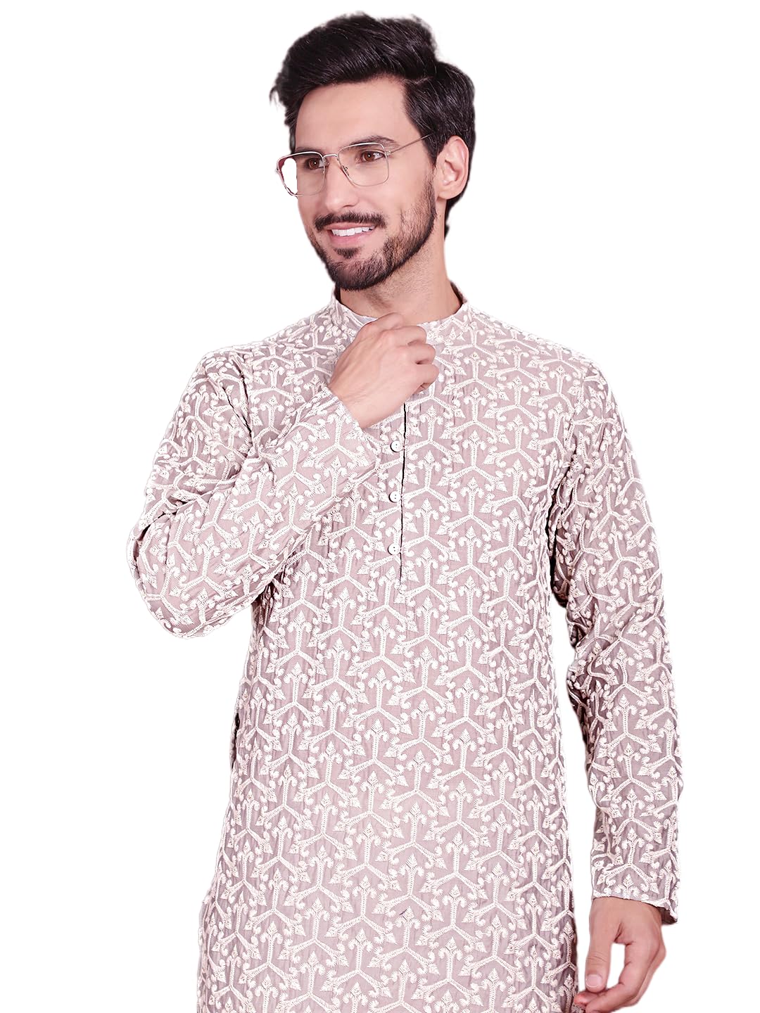 Jompers Mens Chikankari Embroidered Kurta