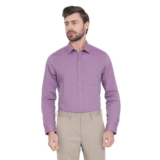 Turtle Men Cotton Slim Fit Formal Shirts Purple