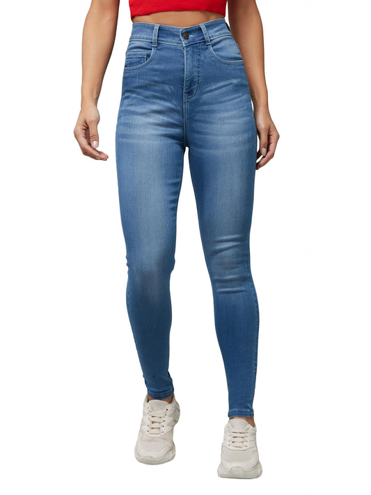 Dolce Crudo Womens Light Blue Super Skinny High Rise Regular Length Stretchable Denim Jeans (DOSS23DEN12-51-158-34, 34,Light Bl