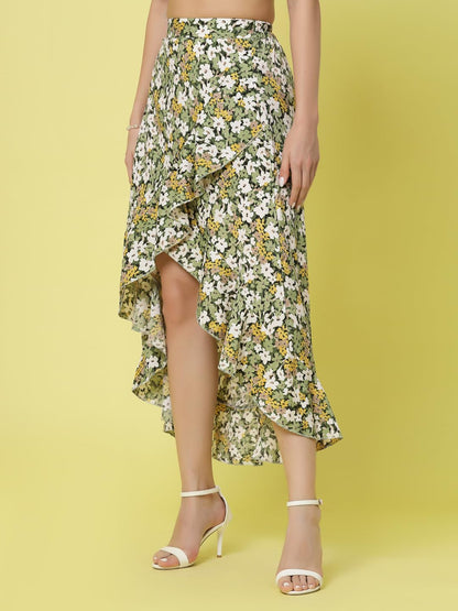 OOMPH! Long Skirts for Women Green - msk061