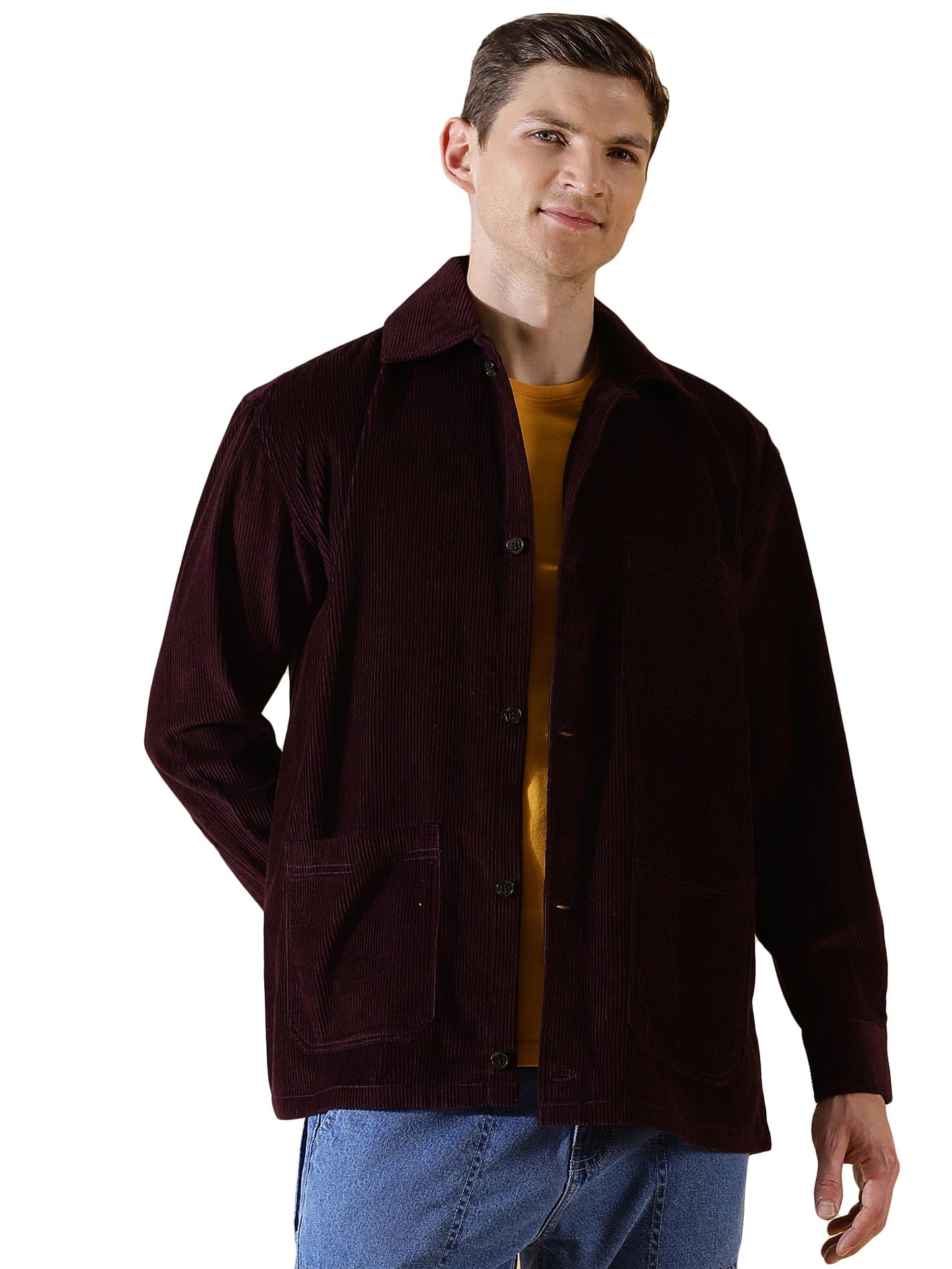 Thomas Scott Mens Striped Relaxed Fit Shirt (TS1170_Wine
