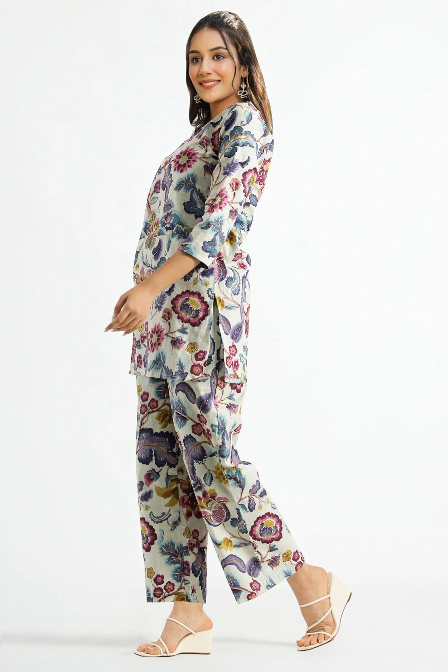 Toochki WomenS Multi Color Floral Printed Rayon Stitched Kurta & Kurtis | Kurti Set For Women | A Line Kurti Set | 3/4 Sleeve K