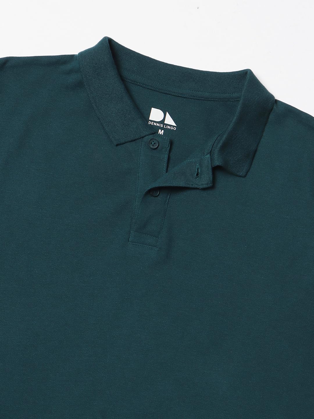 Dennis Lingo Mens Cotton Teal Solid Polo Neck T-Shirt