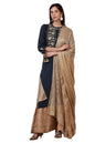 Aurelia Women's Blue Zari Embroidered Straight Kurta, Flared Skirt and Dupatta Set (Size: M)-ONAS13476-702843