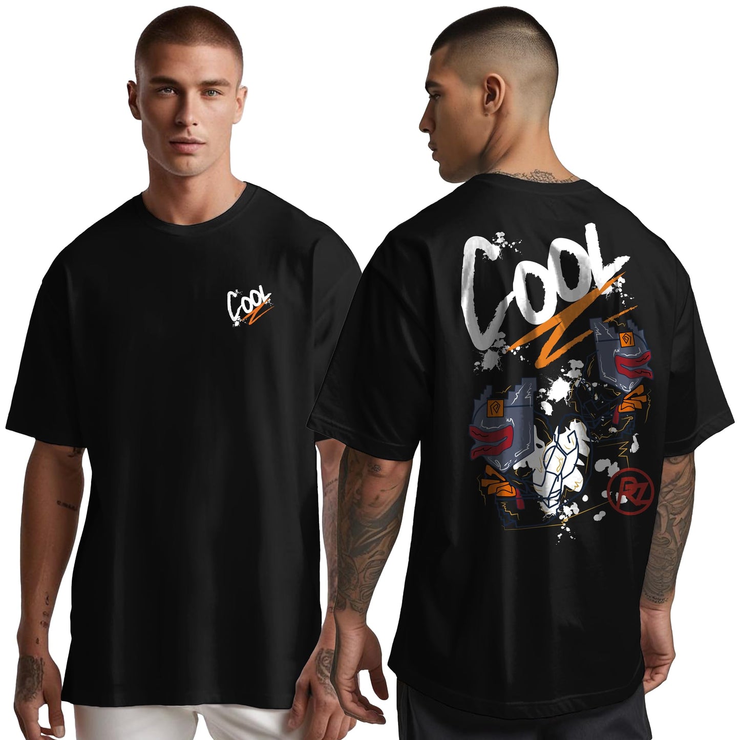 Peppyzone Mens Oversized Fit T-Shirt (PZ-OST-Trendy45_Black