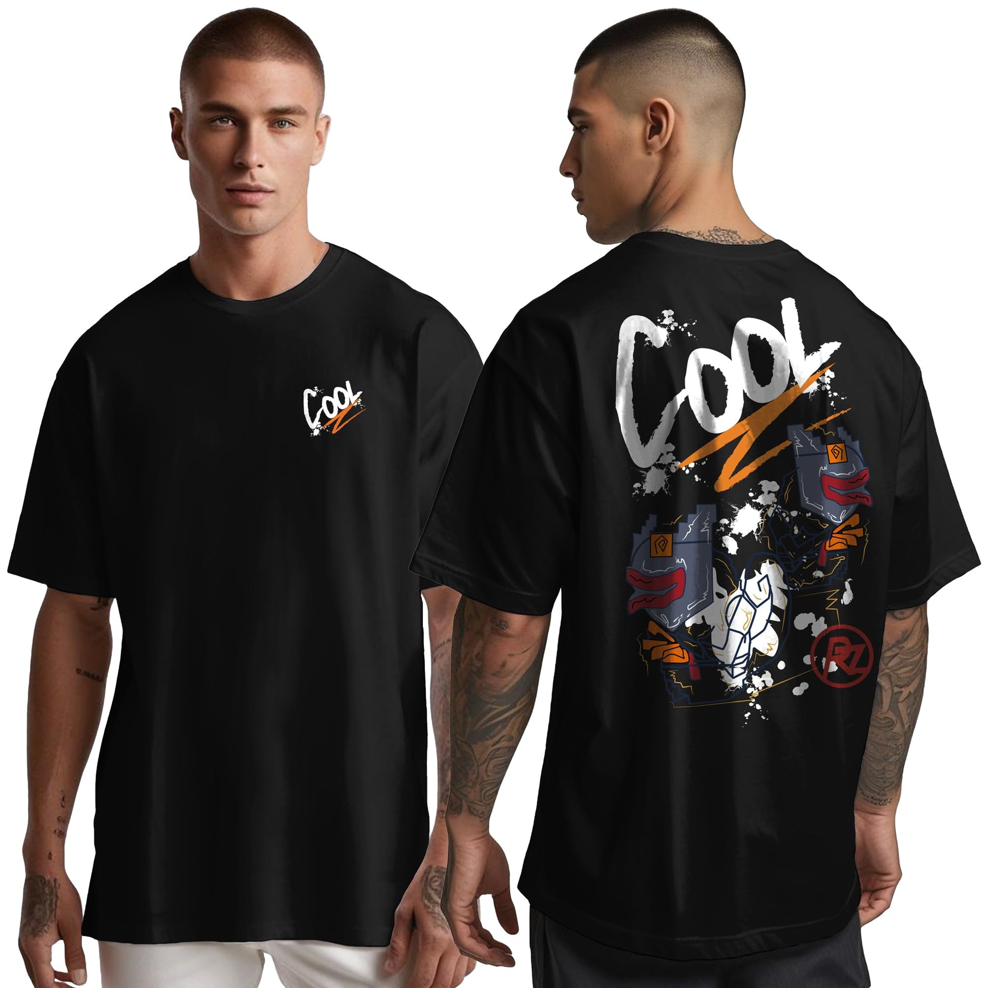 Peppyzone Mens Oversized Fit T-Shirt (PZ-OST-Trendy45_Black