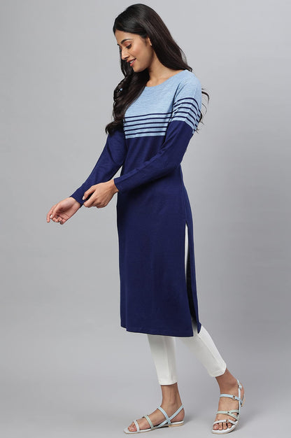 Aurelia Women Acrylic Straight Fit Solid Yarn Dyed Straight Kurta