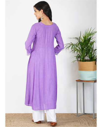 GoSriKi Women's Cotton Blend Embroidered Anarkali Kurta (Seat Purple-GS)