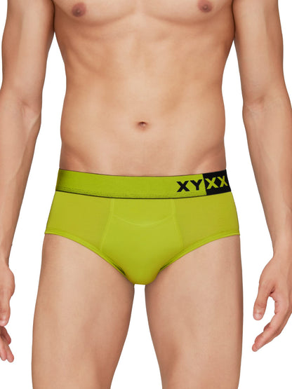 XYXX Mens Underwear Dualist IntelliSoft Antimicrobial Micro Modal Brief Pack of 3 (Lime Punch & Black;Lime Punch & Black;Lime P