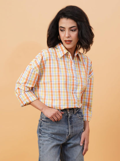 Kotty WomenS Relaxed Fit Spread Collar Casual Shirt