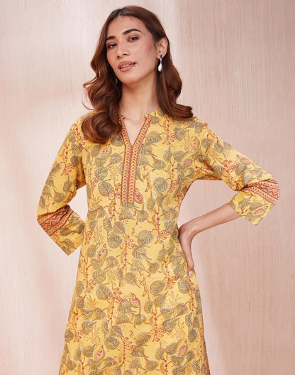 Fabindia WomenS Cotton Printed Regular Kurta (1037263Yellow_Yellow
