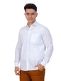 PRAKASAM COTTON Minister Cotton White Full Sleeve Shirt for Mens/White Regular Fit Full Sleeve Transparent with Self Design Shi