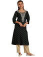 Libas WomenS Cotton Yoke Design Straight Kurta (26968_Green