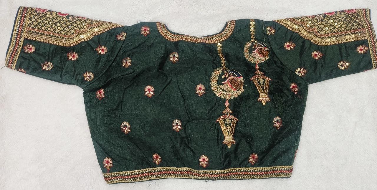 Pujia Mills WomenS Indian Ethnic Designer Codding With Zari Embroidery Copper Sequence Work Round Neck Half Sleeve Readymade Wo