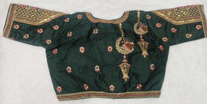 Pujia Mills WomenS Indian Ethnic Designer Codding With Zari Embroidery Copper Sequence Work Round Neck Half Sleeve Readymade Wo