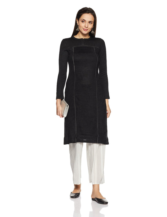 Aurelia Women's Synthetic Straight Winter Kurta