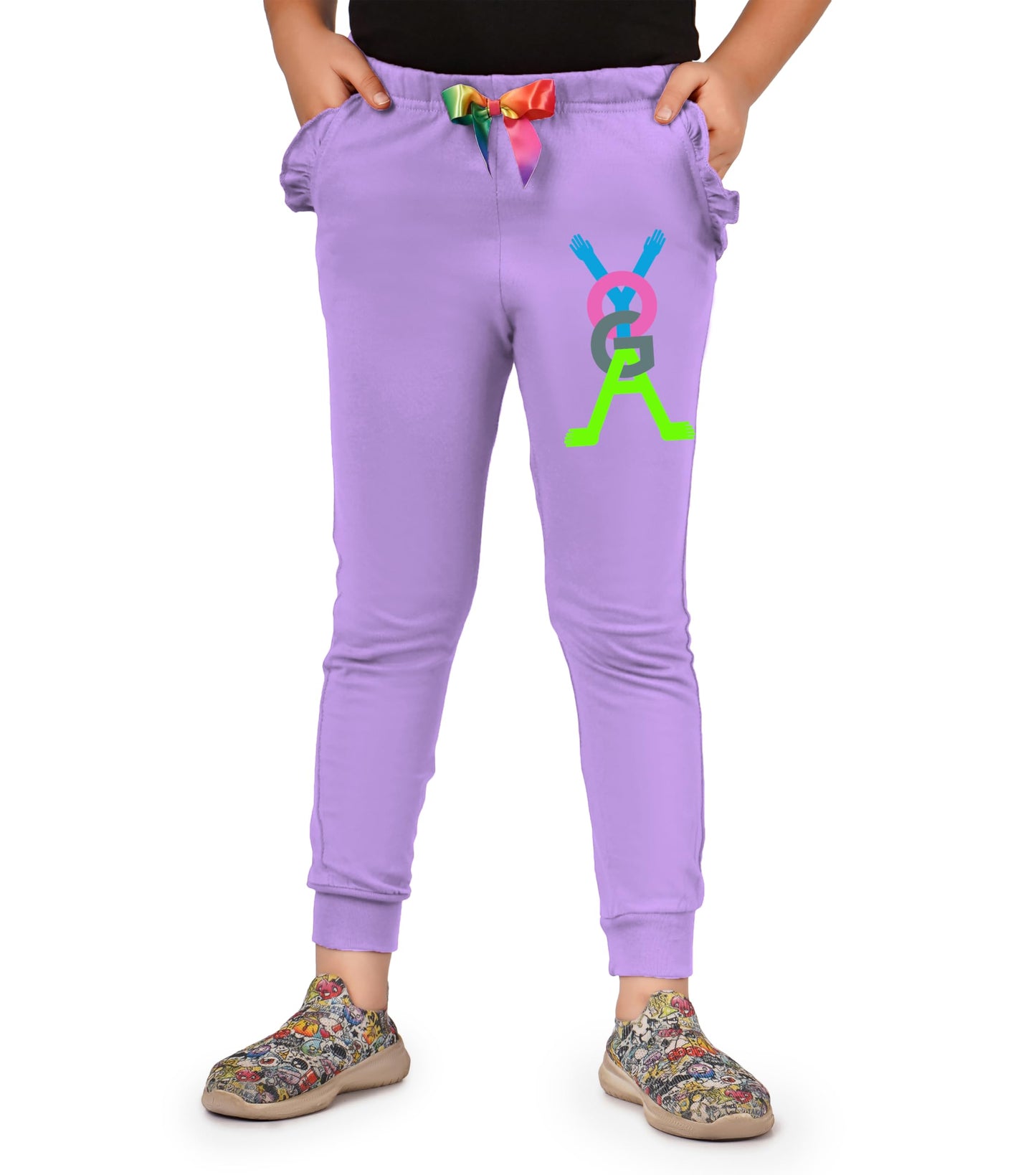 Kyda Kids Cotton Printed Regular Fit Track Pants For Girls (Pack Of 2)