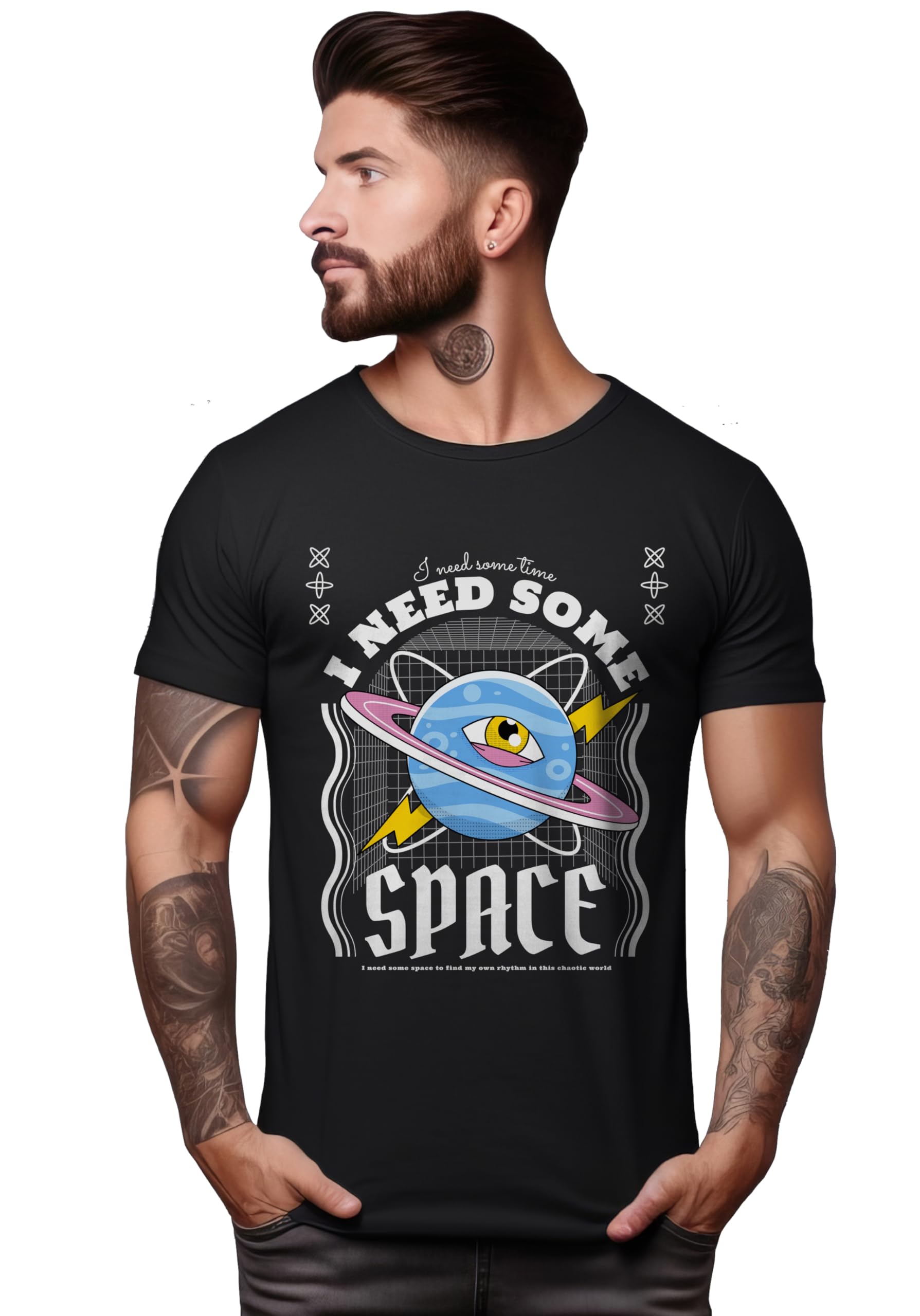 Peppyzone Mens Regular Fit T-Shirt (PZ-Trendy-2125_Black4