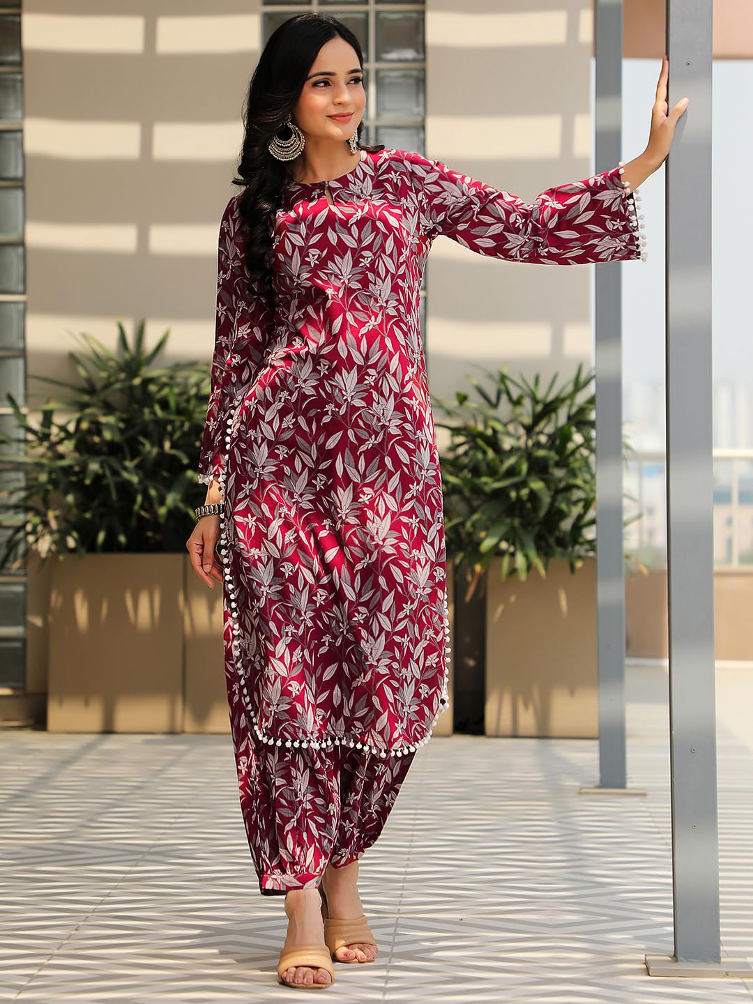 Libas Women'S Pure Cotton Printed Kurta Set (357470R Rust