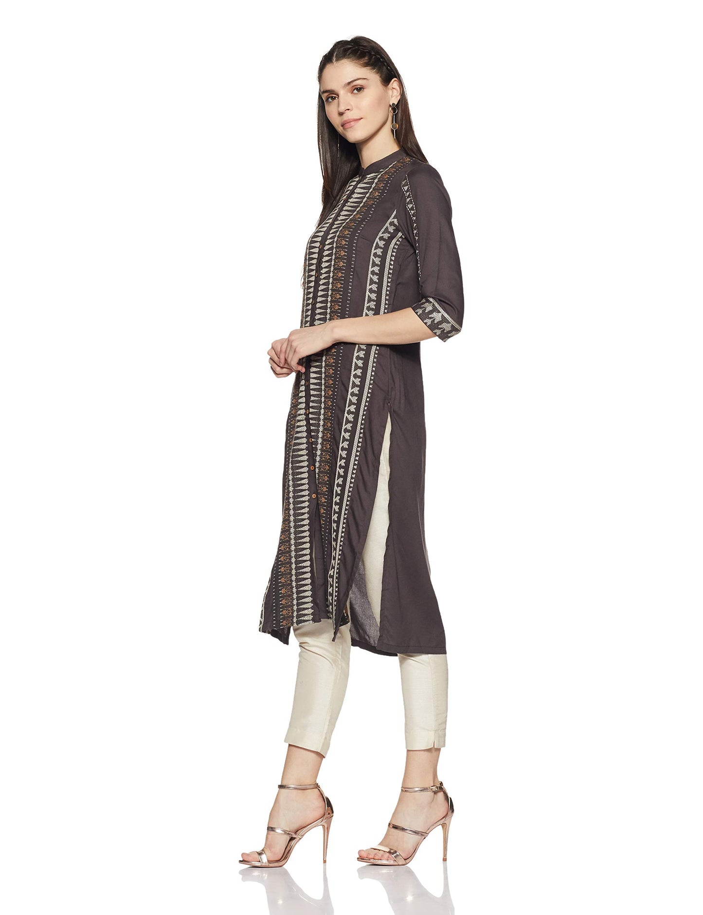 W for Woman Women's Rayon, Cotton Straight Kurta