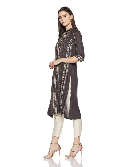 W for Woman Women's Rayon, Cotton Straight Kurta