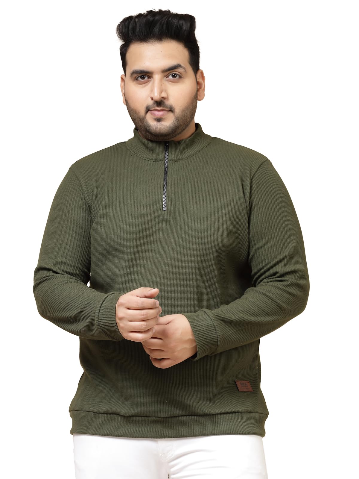 Rigo Waffle Knit Solid Plus Size T-Shirt for Men | Full Sleeves T-Shirt | Solid T-Shirts for Man | Stylish, Casual Wear Plus Siz