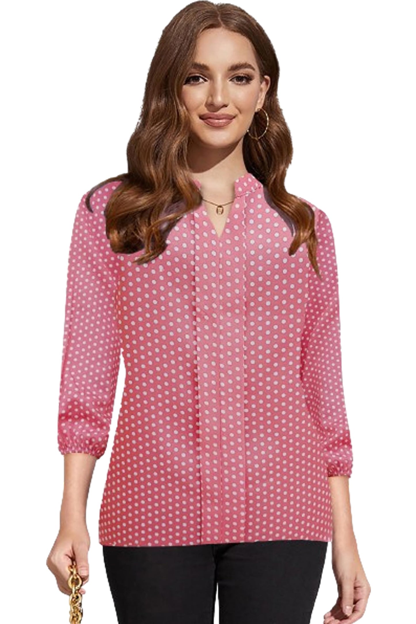 Toochki Womens Light Pink Muslin Polka Doted Straight Western Top | Winter Top |Top for Women | Latest Women Top | Trendy Women