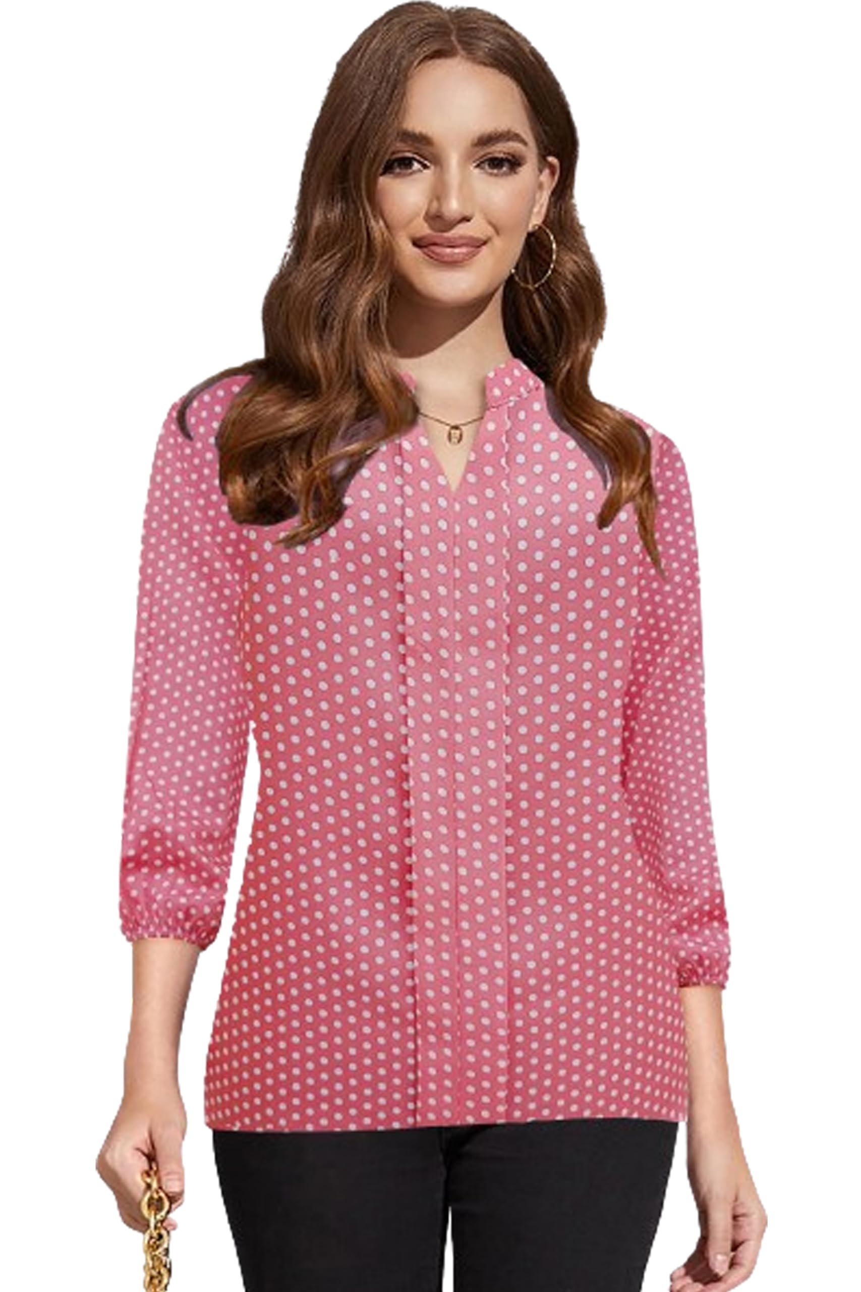 Toochki Womens Light Pink Muslin Polka Doted Straight Western Top | Winter Top |Top for Women | Latest Women Top | Trendy Women